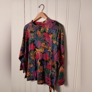 Bon Worth- Colorful Leaf Pattern Shirt- Size XL